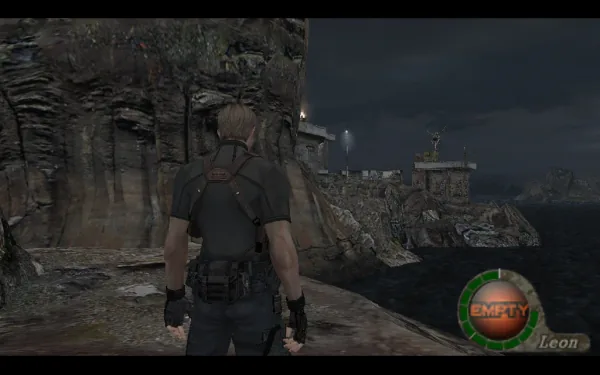 The island shore: the military base at the back