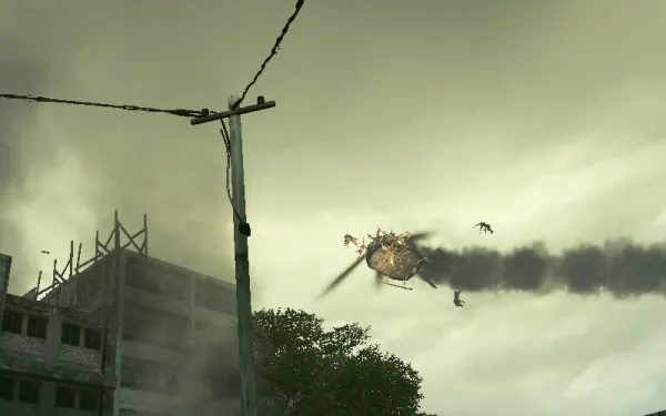 Los Kipepeo derriban el helicóptero de Kirk sobre Shanty Town; pelea con ellos bajo un techo bajo.