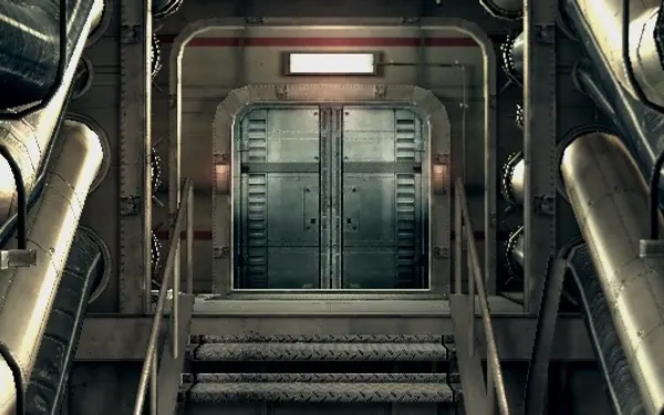 Un mamparo de la Engine Room: el secundario se abre con una palanca y el primario con dos a la vez.