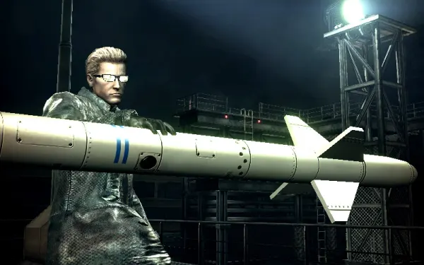 Wesker atrapa tu cohete en el hangar: dispárale al cohete en su mano para que estalle y lo aturda.