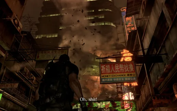 Main Street: the BSAA helicopter goes down mid-street; take cover from the J'avo.