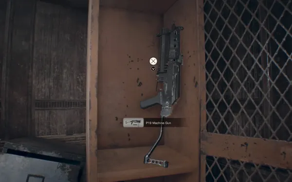 La P19 Machine Gun en un armario del barco: con ella Mia deja de ir desarmada.