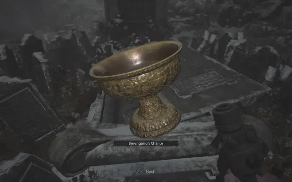 Berengario's Chalice en la lápida de Beneviento's Grave, tras vencer al Uriaș Drac.