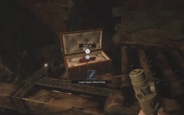 El Large Pigeon Blood Ruby en la Trap Chamber, al fondo del pozo 7.
