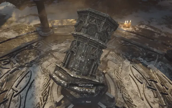 El Giant's Chalice en el Altar, tras colocar la Torso Flask: la llave del punto de no retorno.