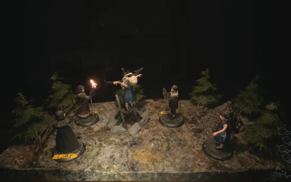 Un diorama de muñecas: pon cada muñeca en su base y el cajón te da la siguiente llave.