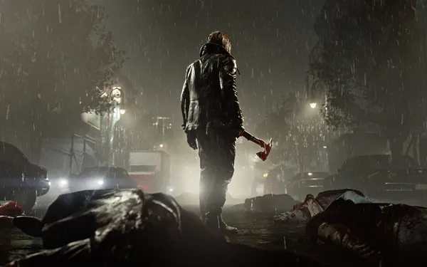 Leon en Main Street durante el brote, con el Hatchet: haz parry a los zombis del hacha y lánzales su arma.