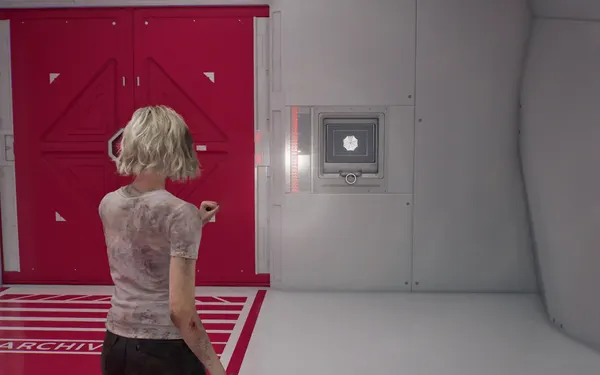 La puerta roja de los Archives en el Lobby: se abre con la Animus Orb y la Noblesse Orb.